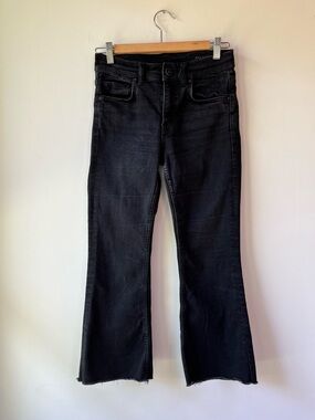 AllSaints Black Straight Cropped Jeans With Slight Kick Flare Bottom - Size 28